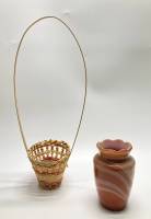 Ваза трёхслойное стекло, СССР + корзинка