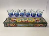 Рюмки стопки СССР хрусталь ручная роспись Ромашки 6 шт 