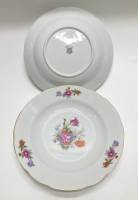 Тарелки суповые фарфоровые, рисунок цветы, TONO CHINA, Япония, 3 шт