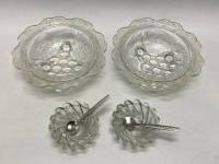 Креманки 4 шт хрусталь, 2 виноград, 2 мини креманки с 2 ложками