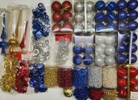 Елочные украшения шары гирлянды игрушки новые пластик красный золото серебро синий 26 предметов