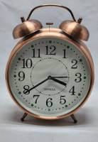 Часы настольные настенные Эврика большие интерьерные под бронзу в форме будильника 