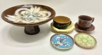 Набор керамики конфетница + 2 чашки + 2 блюдца