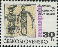 (1968-056) Марка Чехословакия "Еврей и охранник"    30-летие Мюнхеского соглашения III Θ