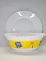 Салатник яркий тарелка - блюдо белая  стеклокерамика