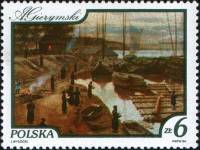 (1984-025) Марка Польша "Праздник трубачей"    Картины с изображением реки Вислы I Θ
