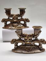 Подсвечники 2 шт настольные каминные на 2 свечи керамика фаянс СССР винтаж