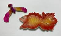 Икорница золотая рыбка, фарфор + птица, пластик