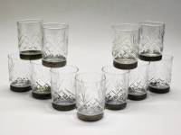 Стопки 10 штук хрусталь СССР алмазная грань МНЦ металлическое дно высота 6 см