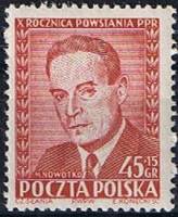 (1952-82) Марка Польша "М. Новотко"   10-я годовщина польской партии II Θ