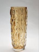 Ваза Кора ЛЗХС СССР автор П. И. Зинченко карамельное цветное стекло медово-янтарного оттенка