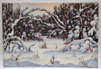 Картина Тулаев В. Н. 1974 г. Зимой в лесу. Пейзаж масло картон 35х24 см