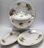 Столовый сервиз Зик Конаково Малинка Супница и 3 блюда СССР фарфор винтаж