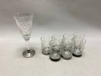 Набор стопки рюмки металл хрусталь 7 шт СССР