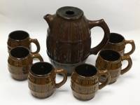 Штоф графин и 6 кружек бочонков СССР керамика под дерево