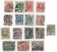 1913-109-124 Серия Набор марок 16 шт Россия  20 выпуск 300 лет дому Романовых II Θ