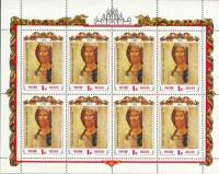 1992-38 Лист 8м 2х4 Россия 1 руб x8 А. Рублёв Спас  Древнерусское искусство III O