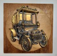 Барельеф плакетка панно картина ретро автомобиль Фаэтон Калуга СССР ВНИИМЭ 20 х 20 см