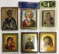 Набор икон, дерево, полиграфия, 6 шт. (сост. на фото)