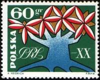 (1964-018) Марка Польша "Стилизованное дерево"   20 лет Польской Народной Республике №1 III Θ