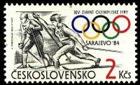(1984-004) Марка Чехословакия "Бег на лыжах"    Зимние ОИ 1984, Сараево III Θ