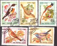 1981-076-80 Серия Набор марок 5 шт СССР  Певчие птицы III Θ