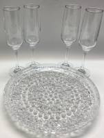 Блюдо + 4 бокала стекло 