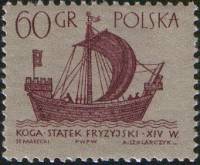(1963-019) Марка Польша "Когг"   Парусные суда I Θ
