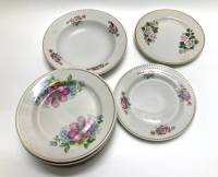 Тарелки, Красный фарфорист, СССР, Грузино (10 дефектных + 1 глубокая), 11 шт