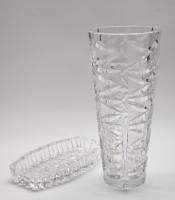 Ваза для букета 24 см и пепельница 17 х 9 см хрусталь СССР