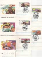 1990-162-166 Конверт ХМК с ОМ СССР Русские землепроходцы   5 шт ,  Спецгашение