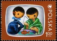 (1975-042) Марка Польша "Яцек и Агатка"    Детские ТВ программы I Θ