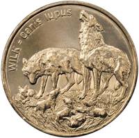 024 Монета Польша 1999 год 2 злотых Волк Латунь  UNC