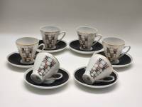 Кофейные пары 6 шт Freibergen Porcetlain костяной фарфор ГДР 1960-е винтаж
