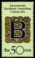 (1989-030) Марка Германия (ГДР) "Буква "B""    Книжная выставка, Лейпциг III Θ