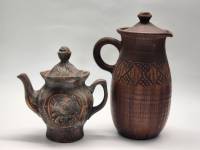 Кувшин,с крышкой и чайник-кофейник глина керамика