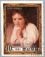 (1981-067) Марка Северная Корея "Девушка в окне"   375 лет со дня рождения Рембрандта III Θ