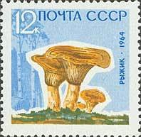 1964-156 Марка СССР Рыжики Без лакирования   Грибы III O