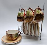 Кофейный сервиз Осень на подставке на 6 персон фарфор