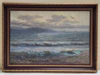 Картина В. Тихоновский 1949 г.р. Зимнее море Новороссийск 2009 г масор в раме 72 х 52 см