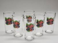 Стаканы 6 штук толстое стекло с рисунком ягоды 