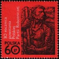 (1972-001) Марка Польша "Рабочий"    30 лет Польской рабочей партии III Θ
