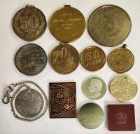 Коллекция юбилейных медалей чеканка и панно из камня 50 лет Октября СССР 13 предметов