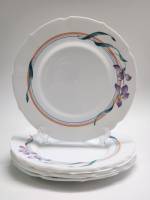 Тарелки 7 шт столовые большие Arcopal Испания стеклокерамика диаметр 26 см белые с сиреневым цветком