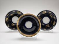 Блюдца ЛФЗ 3 штуки чайные кобальт позолота 