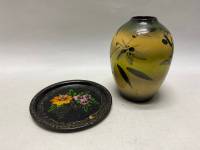 Ваза керамическая и поднос метал