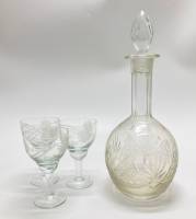 Графин + 3 рюмки, хрусталь, СССР