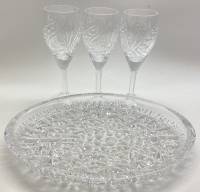 Блюдо и 3 бокала хрусталь СССР