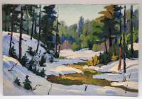 Картина Тулаев В. Н. 1974 г. Зимний пейзаж № 2 масло картон 35х25 см