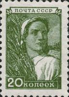1949-034.1 Марка СССР Колхозница Рис.14х21 мм (1954-1957 гг)  Стандартный выпуск I Θ